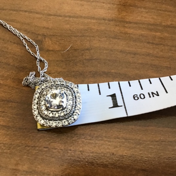 Peoples JWBR Diamond 925 Cushion Shaped Double Halo Frame Pendant/Twisted Chain - Picture 10 of 11